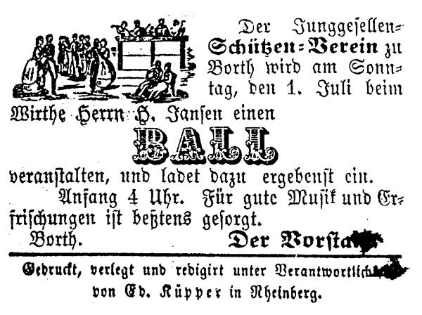 Zeitungsannonce 1860