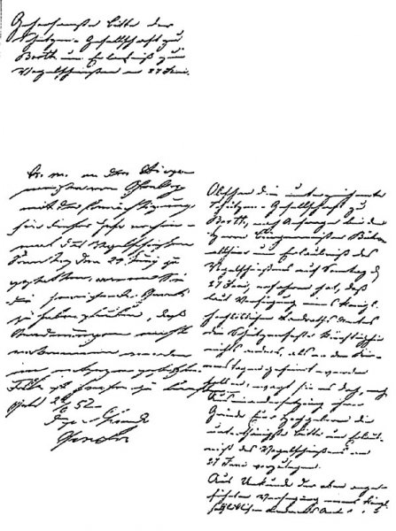 Bittschrift vom 21. Juni 1852